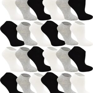 Winterlace 24 Pairs Thin Low Cut Ankle Socks for Men, Comfortable Lightweight Breathable Bulk Pack Wholesale